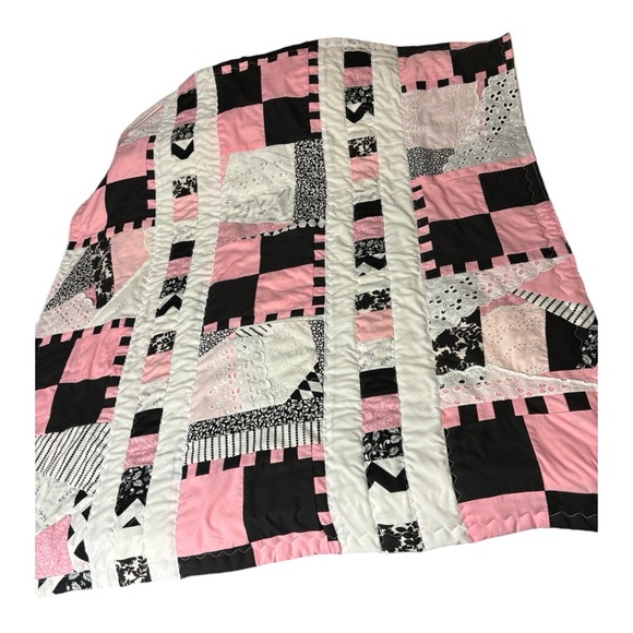 handmade Other - Baby or lap quilt. 36”x39” approx.  pink white black and lace